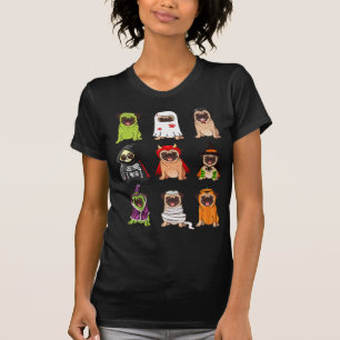 T-shirt Collection de carlins Happy Pugoween Cos Éffrayant
