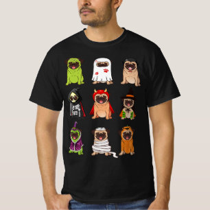 T-shirt Collection de carlins Happy Pugoween Cos Éffrayant