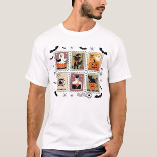 T-shirt Collection de timbres de chat Halloween vintage T-