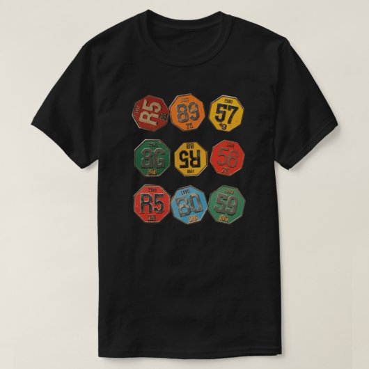 T-shirt Collection d'insignes de numéro rétro (Design devant)