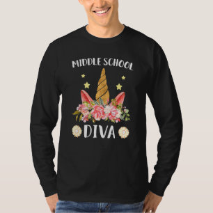 T-shirt collège Diva Premier jour de l'école licorne mag