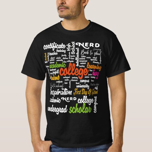 T-shirt College Education Word Cloud motifs (Devant)