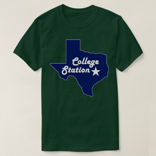 T-shirt College Station Texas Navy Blue Lone State Map Tex (Design devant)