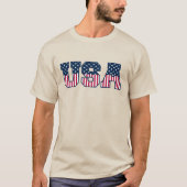 T-shirt College USA Font Red White Blue Stars And Stripes (Devant)