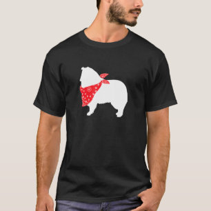 T-shirt Collie Chien Portant Du Bandana Rouge