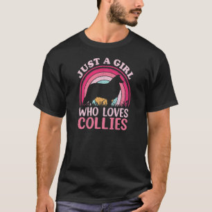 T-shirt Collie Chien Vintage Juste Une Fille Qui Aime Les