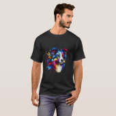 T-shirt Collie de frontière d'art Splash (Devant entier)