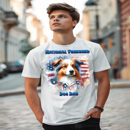T-shirt Collie Dog avec drapeau américain