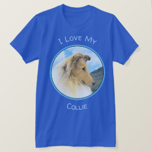 T-shirt Collie en Montagne (Rough) Peinture - Chien Art