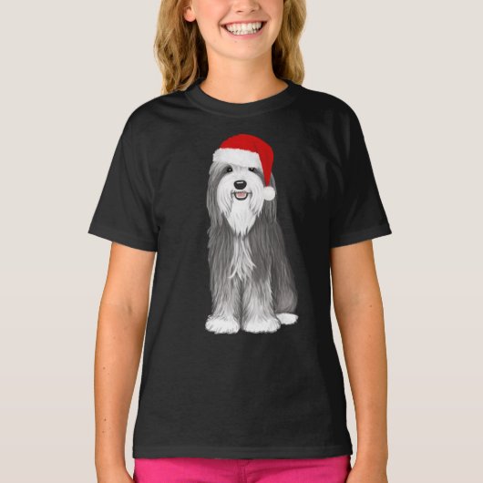 T-shirt Collie Père Noël Chien Noël Vacances (Devant)