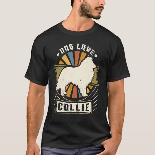 T-shirt Collie Vintage Classic Retro Dog (Devant)