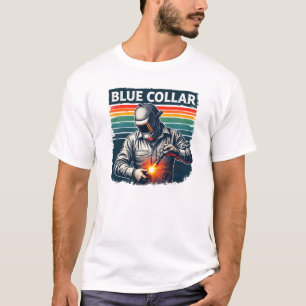 T-shirt Collier bleu Classe de travail Fierté - Soudage de