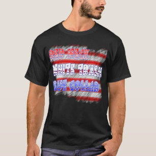 T-shirt Collier bleu rouge de déchets blancs de cou