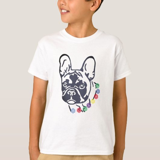 T-shirt Collier coeur pour Bouledogue Français (Devant)