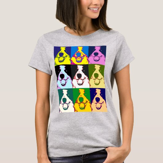 T-shirt Collier Retro Frontière Collie Pop Art Femmes (Devant)