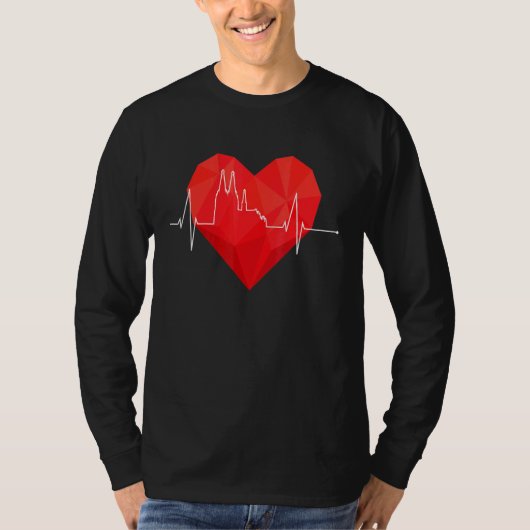 T-shirt Cologne Skyline Heartbeat Allemagne Kln Cologne Ca (Devant)