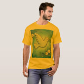 T-shirt Colombe paisible en fleurs. (Devant entier)