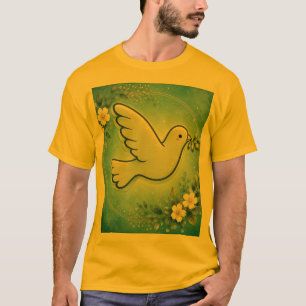 T-shirt Colombe paisible en fleurs.