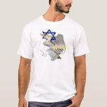 T-shirt Colombe, Tallit et Menorah B<br><div class="desc">Notre conception unique et belle utilisant le Magen David,  une colombe,  Tallit et Menorah.  Cette fois sans l'arrière - plan.</div>