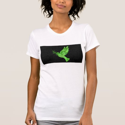 T-shirt colombe verte avec branche d'olivier sur arrière - (Devant)