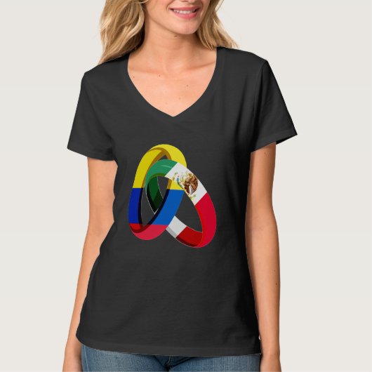 T-shirt Colombia Flag Mexico Grown Ring Marriage Wedding (Devant)