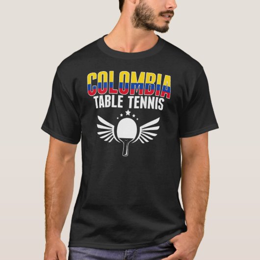 T-shirt Colombia Table Tennis Support Colombian Ping Pong (Devant)