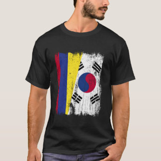 T-shirt Colombie Corée du Sud Demi Drapeau Colombien Sud-C