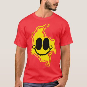 T-shirt Colombie Joyeux toon Carte Visage avec sourire