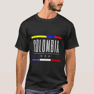 T-shirt Colombie Usa Drapeau Amitié Né Cadeau Famille