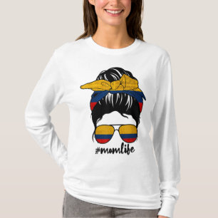 T-shirt Colombienne Maman Messy Bun Colombia Pride Patriot