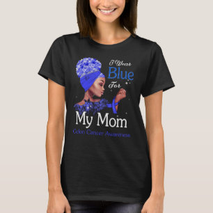 T-shirt Colon Cancer Awareness Black Girl Je Porte Du Bleu
