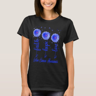 T-shirt colon cancer foi espoir amour fleur marguerite