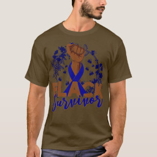 T-shirt Colon Cancer Sensibilisation Black Survivor Cadeau