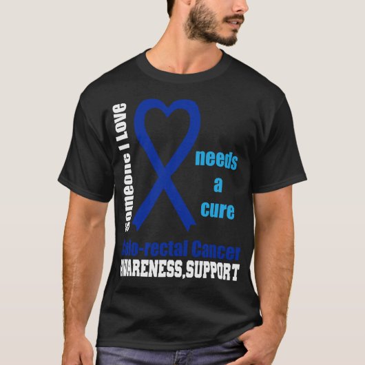 T-shirt Colon Cancer Sensibilisation Support Cure Blue Rib (Devant)