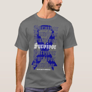 T-shirt Colon Cancer Sensibilisation Survivante Blue Ribbo