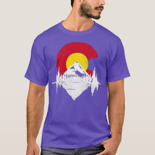 T-shirt Colorado Drapeau Montagnes Lac Extérieur Camp de r
