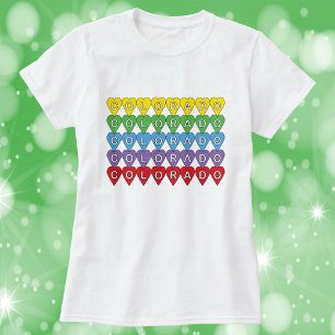 T-shirt Colorado US State Hearts Rainbow