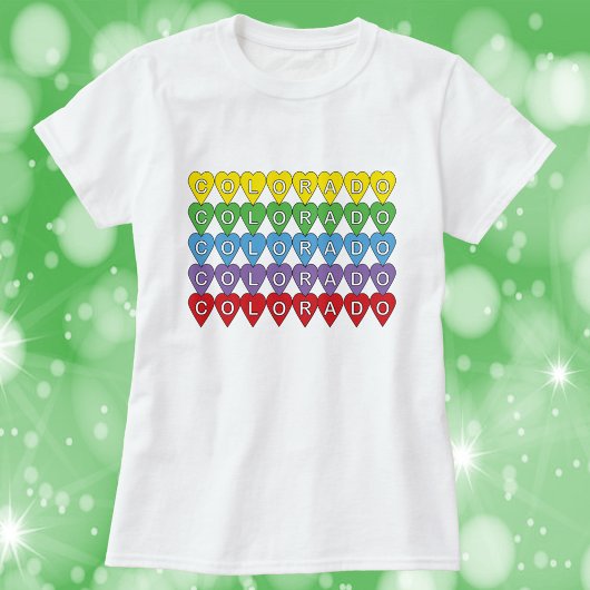 T-shirt Colorado US State Hearts Rainbow