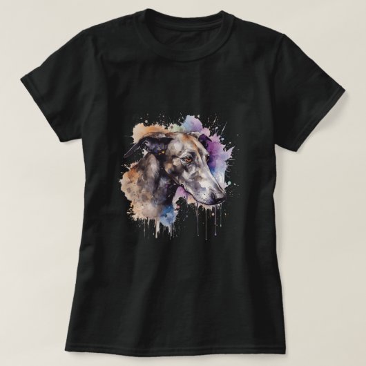 T-shirt Coloré anglais Greyhound aquarelle art (Design devant)