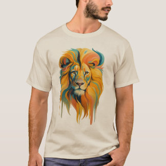 T-shirt Coloré Art Abstrait de Lion – Design Audacieux & M