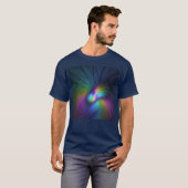 T-shirt Coloré Avec Bleu Moderne Art Fractal Abstrait (Devant entier)