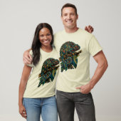 T-shirt Coloré Aztec Mosaic Chameleon sur Branche Feuilles (Unisexe)
