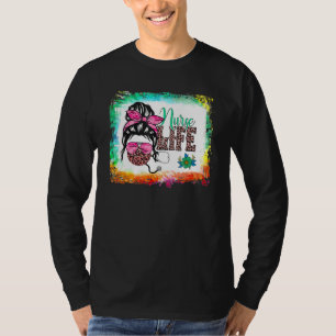 T-shirt Coloré Bleached Messy Cheveux Bun Nurse Vie Santé