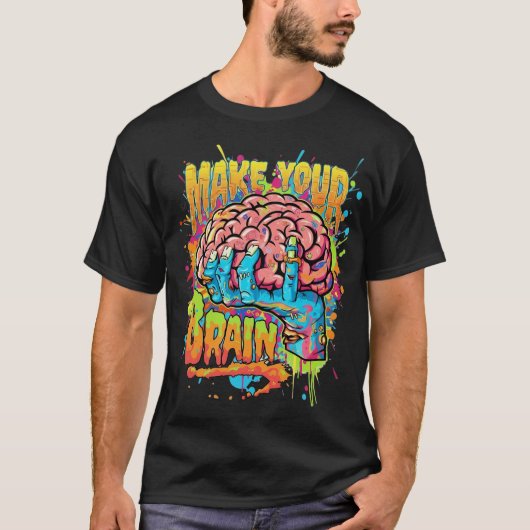 T-shirt coloré Brain Street Art (Devant)