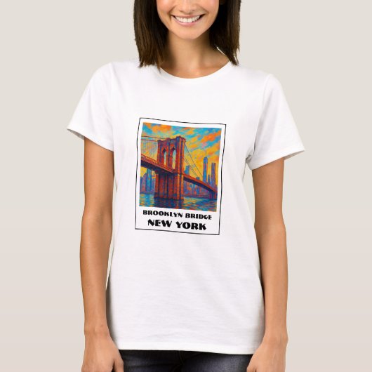 T-shirt Coloré Brooklyn Bridge NYC Voyage (Devant)