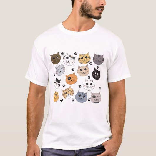 T-shirt Coloré Cute Funny Chats & Motif Paw (Devant)