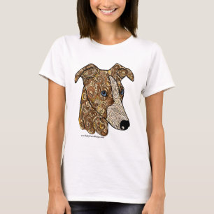 T-shirt coloré de chien de griffonnage de whippet