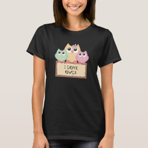 T-shirt coloré I Love Owls
