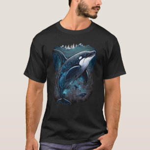 T-shirt Coloré mystique baleine orque observant dauphin po
