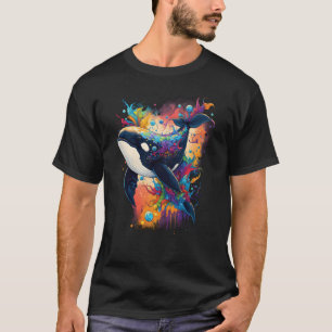 T-shirt Coloré mystique baleine orque observant dauphin po